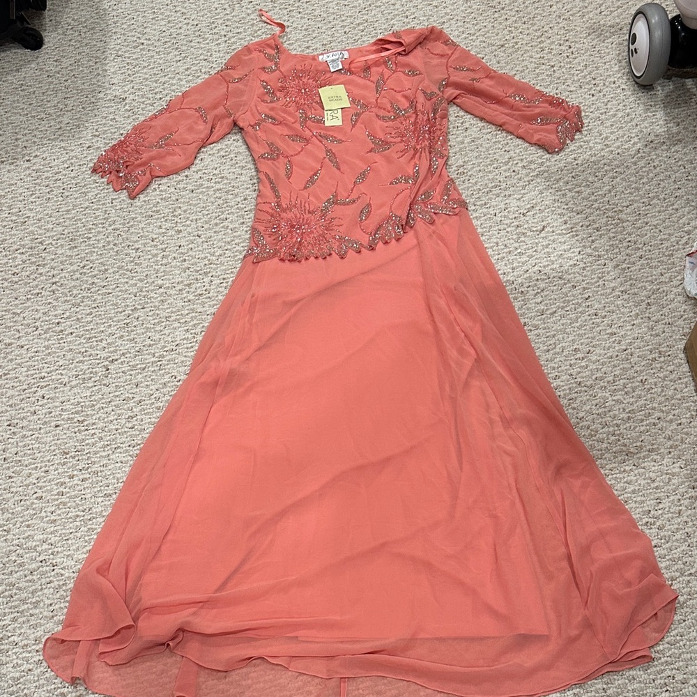 Elegant Coral Beaded Gown